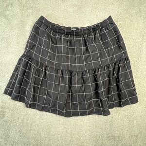 Madewell Size 8 Black White Checkered Plaid Mini‎ Ruffle Skirt